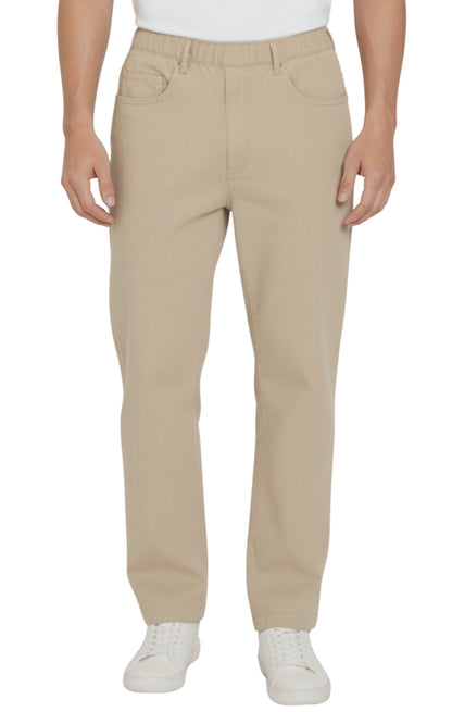 Men’s Lightweight Casual Elastic Waist Pull-On Jeans – Denim & Twill Pants with Easy Fit