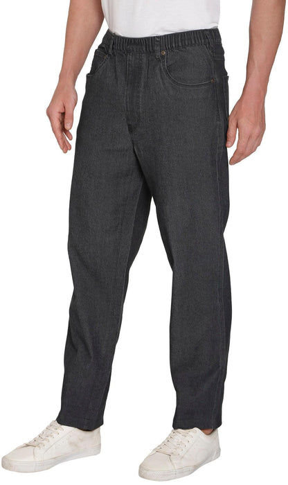Men’s Lightweight Casual Elastic Waist Pull-On Jeans – Denim & Twill Pants with Easy Fit