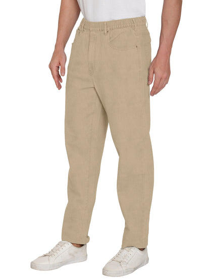Men’s Lightweight Casual Elastic Waist Pull-On Jeans – Denim & Twill Pants with Easy Fit